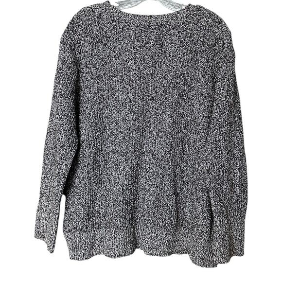 Lauren Ralph Lauren Marled Knit Crewneck Sweater Women's XL Grey Button Accents - Picture 2 of 6